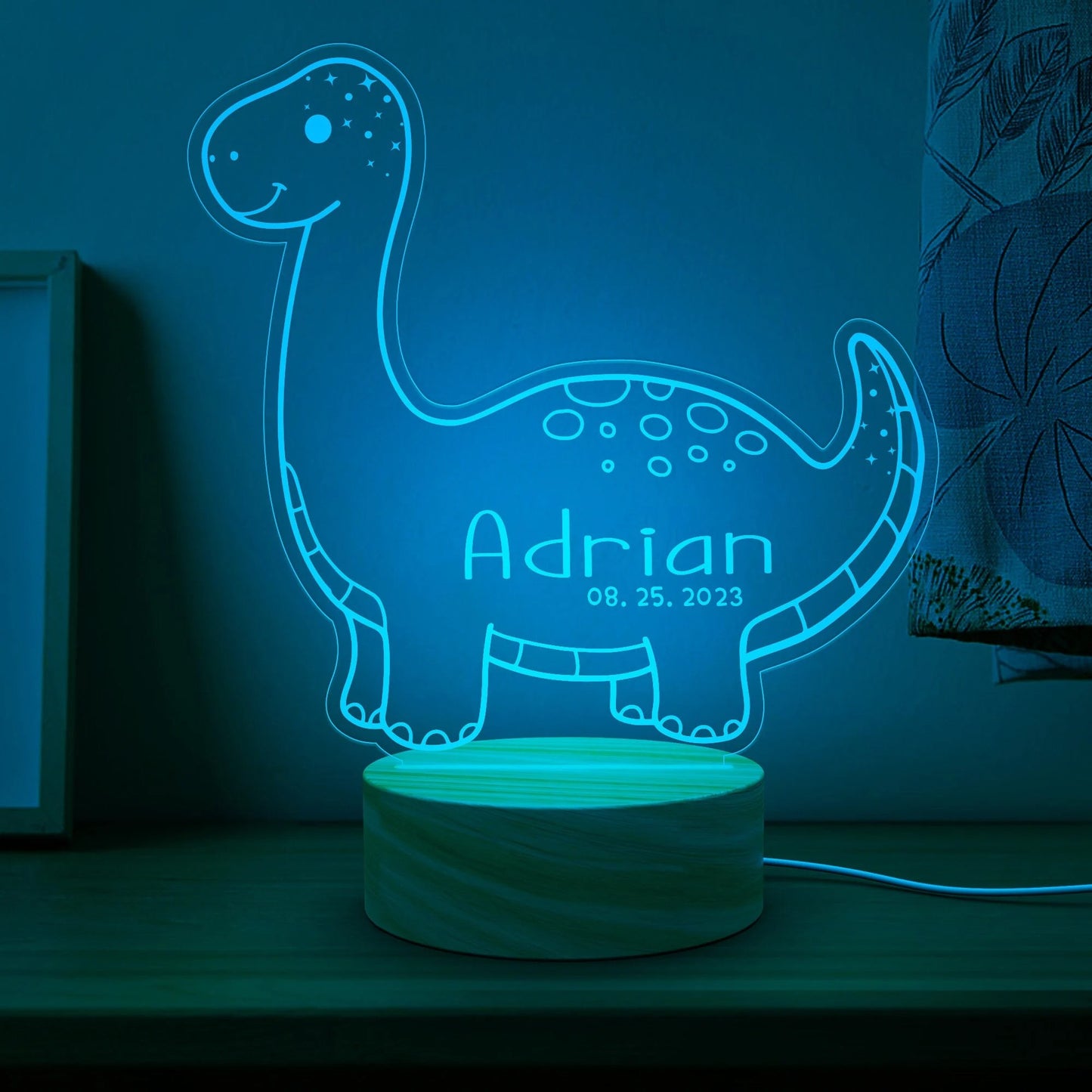 Dinosaur Custom Name Light,Personalized Night Light,Dinosaur Room Decor