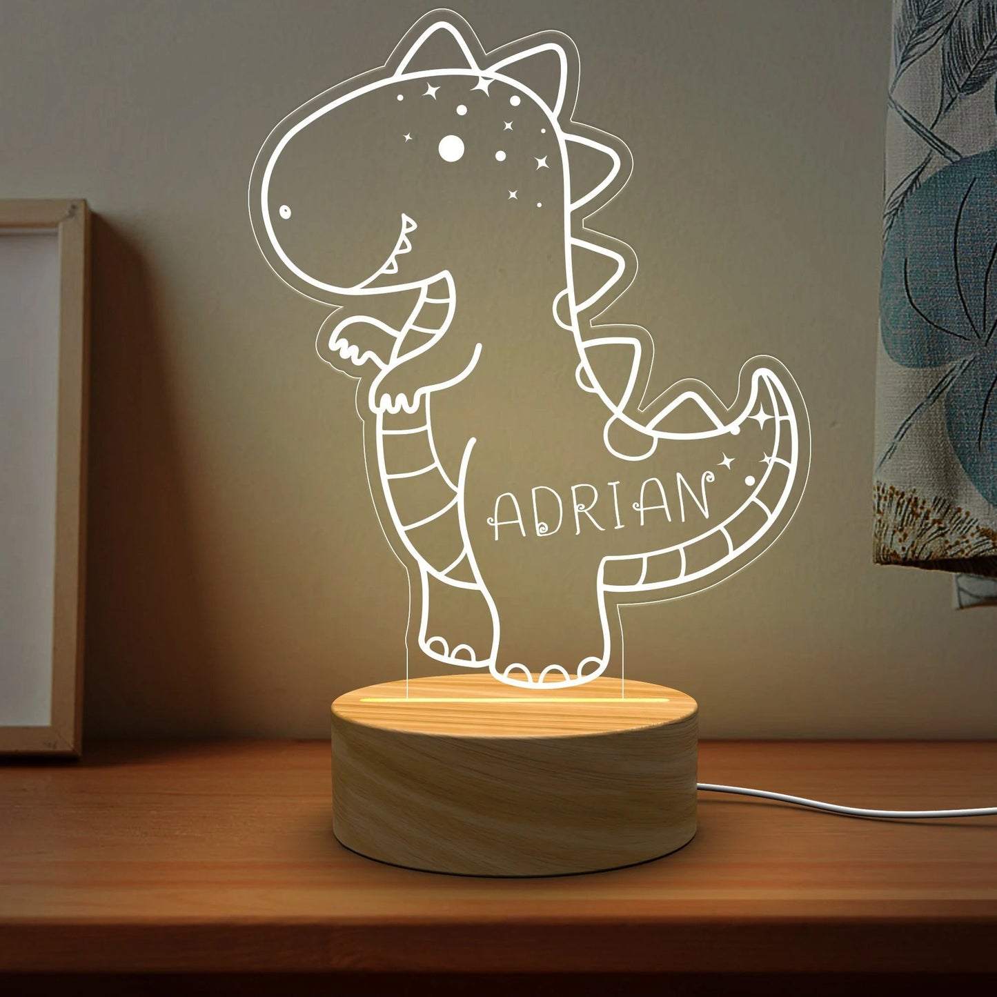 Dinosaur Custom Name Light,Personalized Night Light,Dinosaur Room Decor