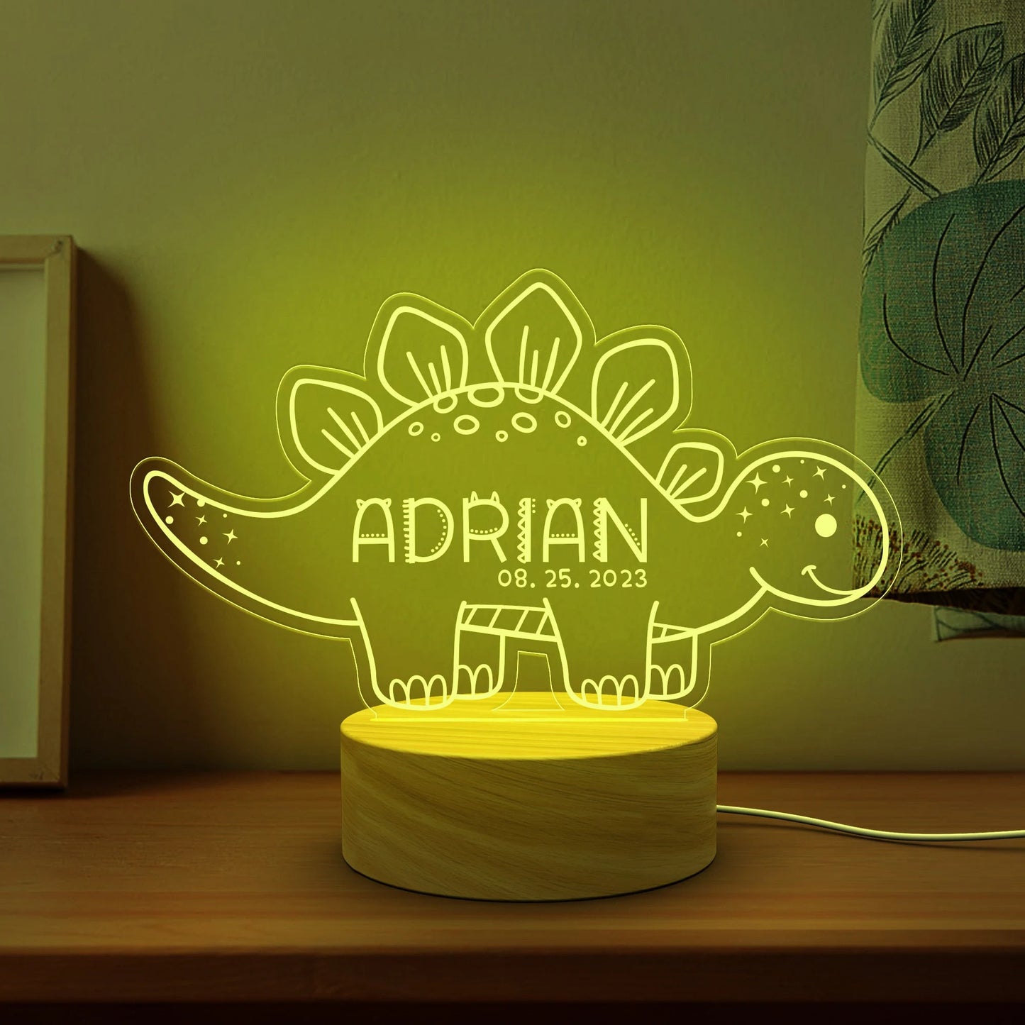 Dinosaur Custom Name Light,Personalized Night Light,Dinosaur Room Decor