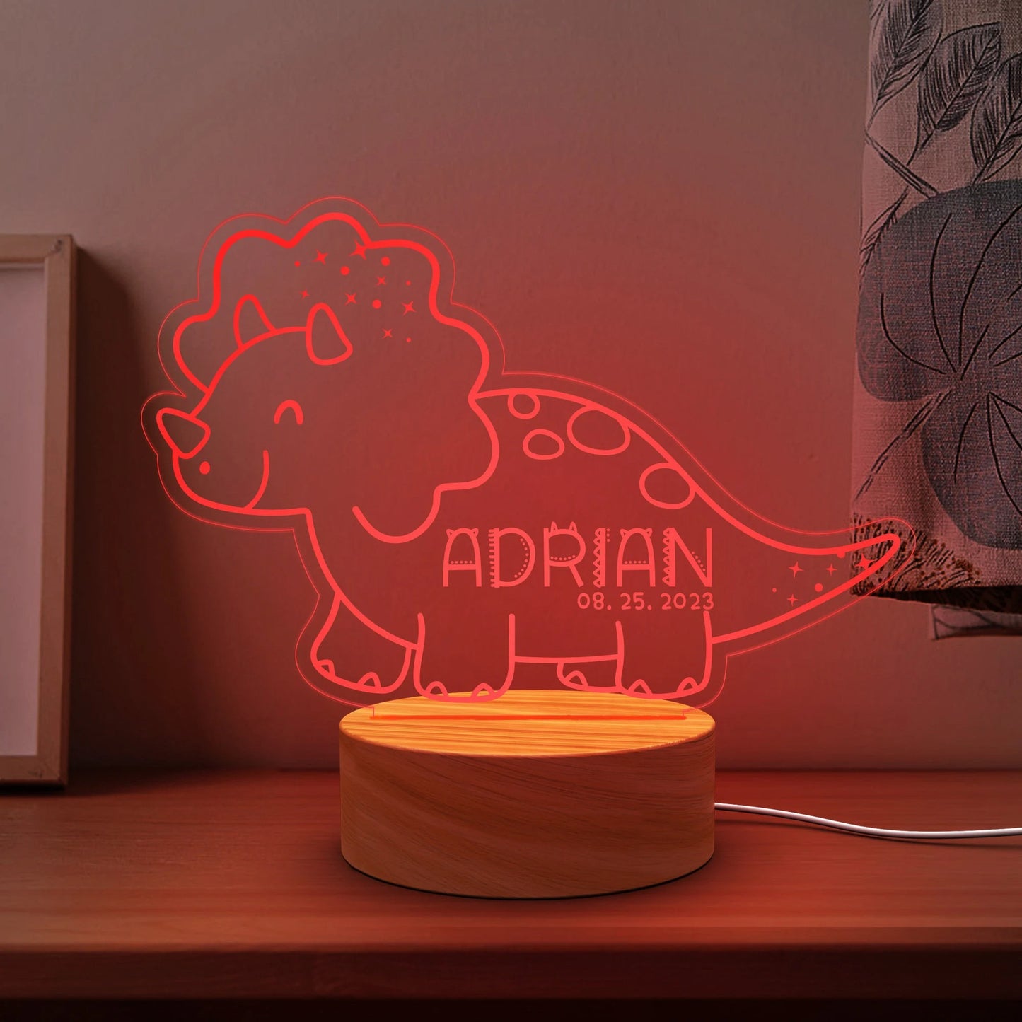 Dinosaur Custom Name Light,Personalized Night Light,Dinosaur Room Decor