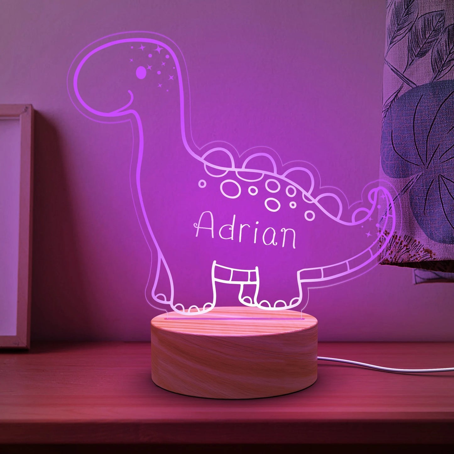Dinosaur Custom Name Light,Personalized Night Light,Dinosaur Room Decor