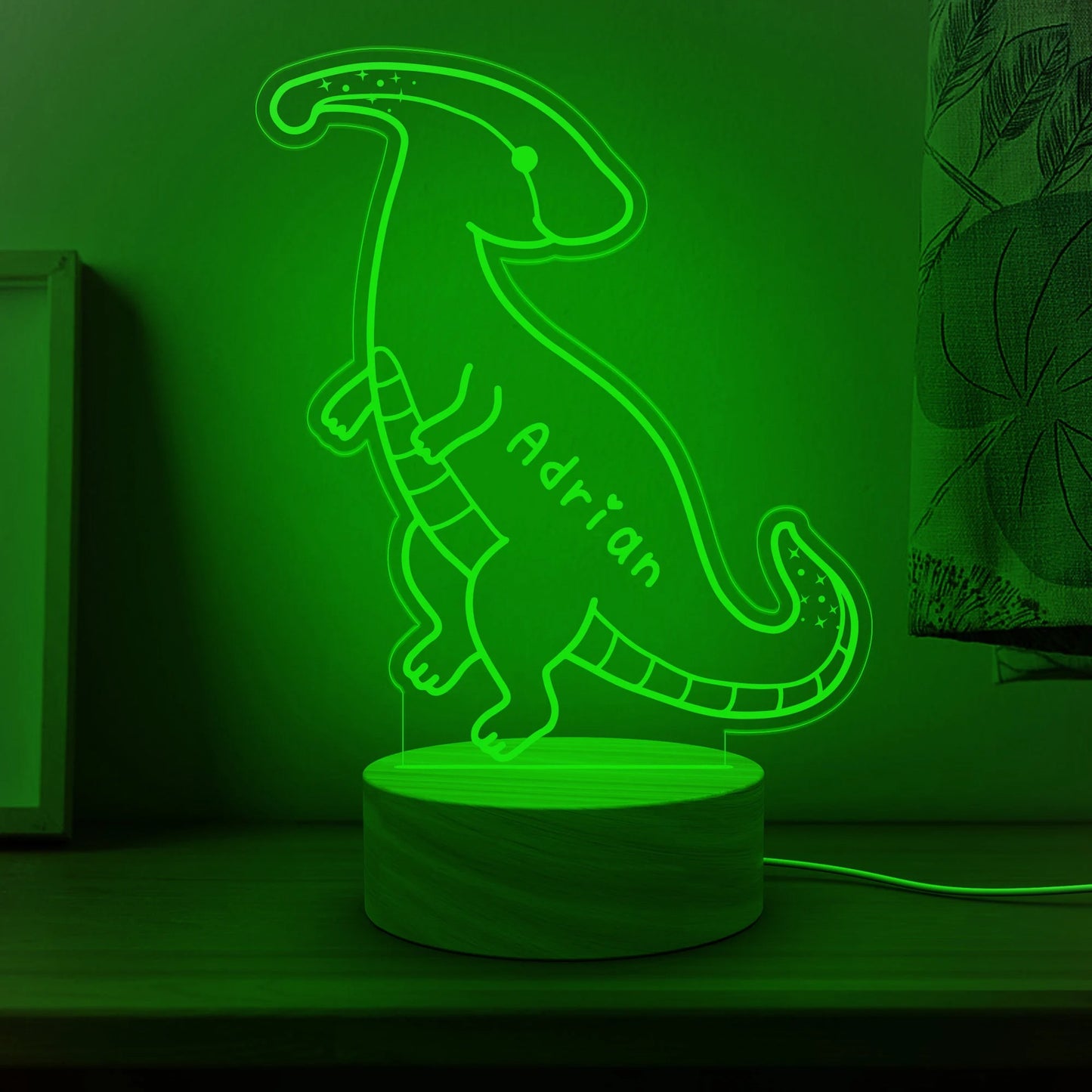 Dinosaur Custom Name Light,Personalized Night Light,Dinosaur Room Decor